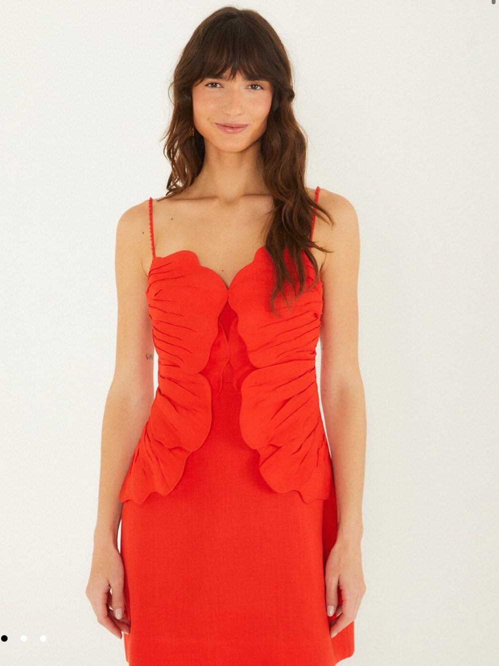 NWT Farm Rio Red Sculpted Ruffle Spaghetti Strap Dress - Size M